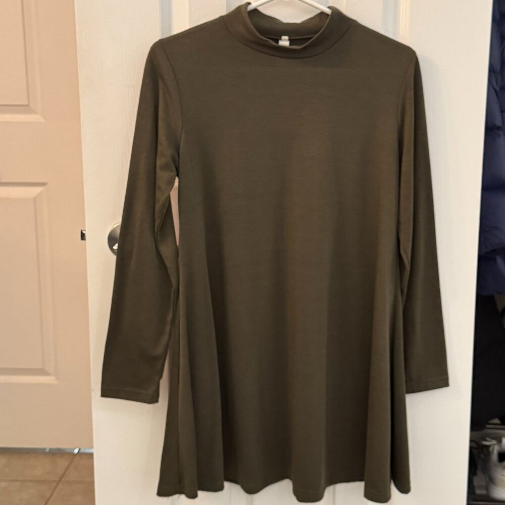 New - Olive Green Long Sleeve Swing Dress – Effortless & Chic ✨